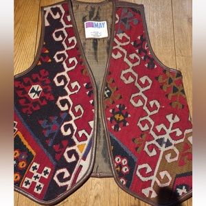Vintage Handmade Em May Kilim Vest Navajo Aztec - Unisex Geometric Unique